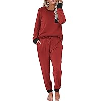Ekouaer Pajamas Women's Long Sleeve Sleepwear with Long Pants Soft Loungewear Pj Set XS-3XL