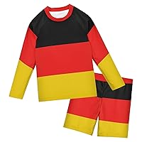 German Flag Boys Rash Guard Sets Swimsuits Long Sleeve Bathing Suit Bathing Suit Swimwear,3T