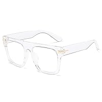 Unisex Large Square Optical Eyewear Non-prescription Eyeglasses Flat Top Clear Lens Glasses Frames