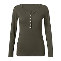 Women Scoop Neck Long Sleeve Button up Slim Fit Casual Basic Crop Top Seamless Lace Going Out Y2K Tops Shirts Tunic