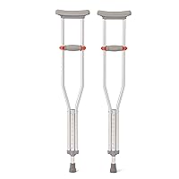 Medline Lightweight Aluminum Red Dot Crutches, for Patients 4’6”–5’2” Tall, Walking Aid for Kids, Adults & Seniors, 300 lbs. Weight Capacity