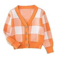 Toddler Baby Girl's Cardigans Long Sleeve Plaid Knit Button Cardigan Sweaters 12 Months - 8 Years