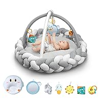 Baby Play Gym Mat, Yacul Thick Soft Baby Gym Tummy Time Activity Mat with Detachable Toys, Stage-Based Developmental Activity Gym & Play Mat for Baby to Toddler
