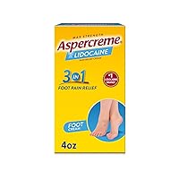 Aspercreme Max Strength Lidocaine Foot Pain Relief Cream, 4 oz., Odor Free Pain Cream