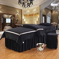 AMY Massage Table Sheet Sets Spa Beauty Bed Cover, Beauty Bedspreads European Solid Color Salon Spa Massage Bed Cover Black-Black 70x185cm(28x73inch)