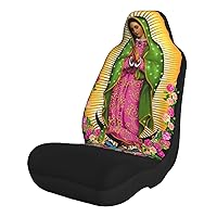 Virgen De Guadalupe Virgin Mary Flowers Automotive Seat Covers for Cars Trucks and Suvs Car Seat Covers for Front Seats Truck Seat Protectors Universal Auto Seats Protector