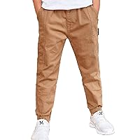 Kids Boys Elastic Waist Cargo Jogger Pants with Pockets Hip Hop Dance Trousers Casual Sport Sweatpants Streetwear