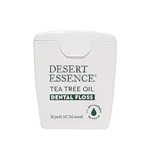 Desert Essence, Tea Tree Dental Floss 50 yd - Gluten Free - Cruelty Free - Naturally Waxed with Bees Wax - No Shred Floss - Tea Tree Oil - Removes Plaque and Build Up, pack of 6
