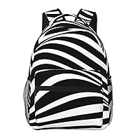 Wave Stripe Printed Lightweight Backpack Travel Laptop Bag Gym Backpack Casual Daypack