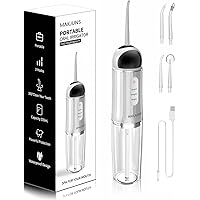 Water-Flosser-Cordless-Teeth-Cleaner MAKJUNS Water Dental Flosser with 3 Modes 4 Jets Rechargeable Dental Oral Irrigator for Home Travel (Premium White)