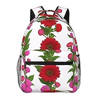 Rose Print Pattern Backpack, 15.7 Inch Large Backpack, Zippered Pocket, Lightweight, Foldable, Easy To Travel