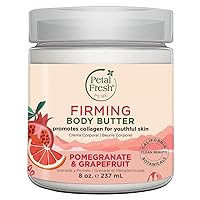 Pure Firming Pomegranate & Grapefruit Body Butter, Organic Coconut Oil, Argan Oil, Shea Butter, Promotes Collagen, For All Skin Types, Natural Ingredients, Vegan and Cruelty Free, 8 oz