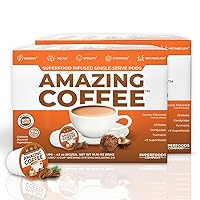 Superfoods Company Amazing Coffee- 12 Natural Superfoods - French Roast - Weight Loss & Brain Boost - Gluten Free, Non-GMO, Sugar Free, Vegan & Keto Friendly [48 Pods] [Cocoa]