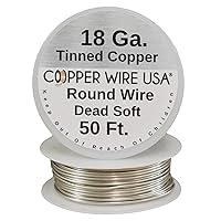 Modern Findings 18 Ga Tinned Copper Round Wire 50 ft. Spool