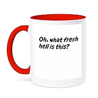 3dRose Oh, What Fresh Hell Is This Ceramic Mug, 11 oz, Red/White