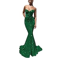 Long Mermaid Prom Dresses for Women Spaghetti Strap Sparkling Glitter Formal Evening Party Dress