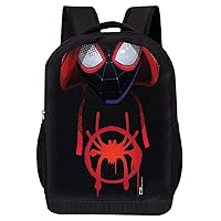 Marvel COMICS CLASSIC SPIDERMAN BACKPACK BLACK SPIDERMAN 18 INCH AIR MESH PADDED BAG (Into the Spiderverse - Miles Hoodie)