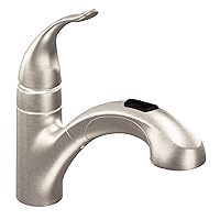 Moen Integra Spot Resist Stainless One-Handle Pullout Kitchen or Laundry Faucet Featuring Power Clean with Optional Deckplate, 67315SRS