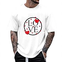 Men's Fashion Round Neck Loose Retro Short Sleeve T-Shirt Valentine's Day Spring and Summer Short Tops, M-3XL