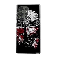 BURGA Phone Case Compatible with Samsung Galaxy S23 Ultra - Hybrid 2-Layer Hard Shell + Silicone Protective Case -Crimson Bouquet Red and White Roses - Scratch-Resistant Shockproof Cover