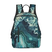 Bright Aqua Blue Print Simple And Lightweight Leisure Backpack, Men'S And Women'S Fashionable Travel Backpack