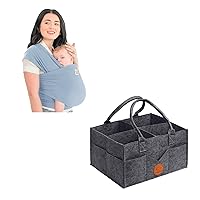 KeaBabies Baby Wrap Carrier and Diaper Caddy Organizer - All in 1 Original Breathable Baby Sling, Baby Organizer for Nursery, Lightweight, Hands Free Baby Carrier Sling