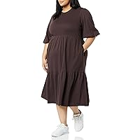 Amazon Essentials Women's Organic Cotton Fit and Flare Dress (Available in Plus Size) (Previously Amazon Aware)
