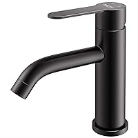 AMAZING FORCE Black Bathroom Faucet Black Single Hole Bathroom Sink Faucet Single Handle Matte Black Bathroom Faucet Vanity Faucet- Sink Drain & Deck Plate Not Included 1.2 GPM