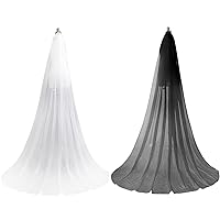2Pcs Wedding Veil Comb Bridal Chapel Length Wedding Veil 1 Tier Drop Veil Bridal Tulle Hair Accessoies Black Veil and White Veil, 118 Inches