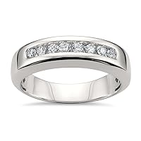 La4ve Diamonds 14k White Gold 8-Stone Round Men's Comfort Fit Wedding Band Ring (1/2 cttw, H-I, SI2-I1)