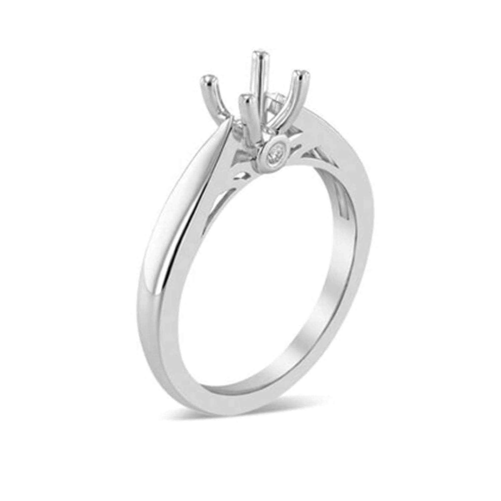 SwaraEcom 9MM Cathedral Solitaire 14K White Gold Plated SEMI-Mount Engagement Ring