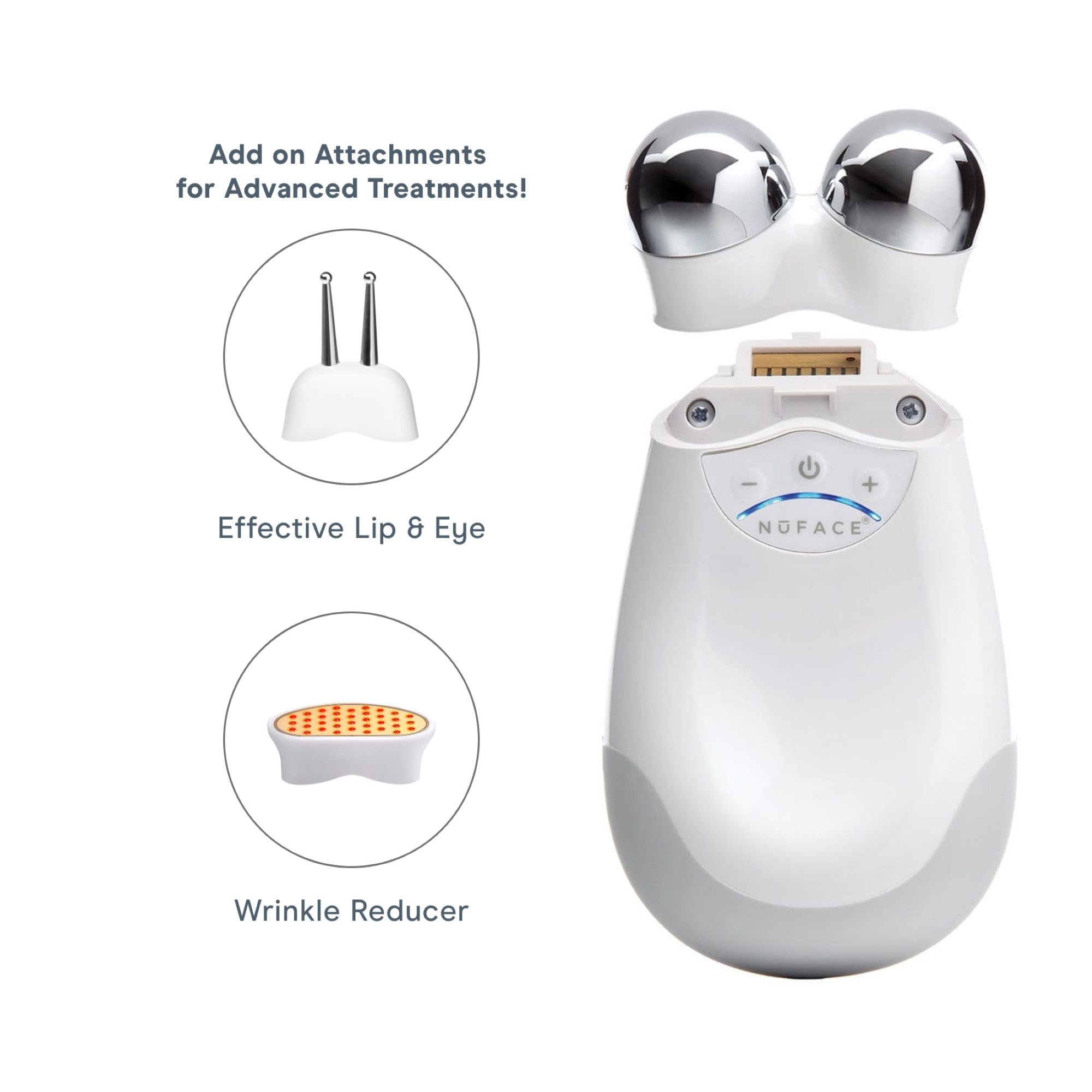 NuFACE Trinity Complete – Microcurrent Facial Toning Device with Hydrating Aqua Gel Activator (1.69 Fl Oz), Effective Lip & Eye Attachment and Wrinkle Reducer Attachment