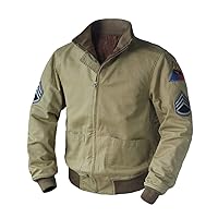 Mens Vintage WW2 Brad Tanker Military World War 2 Pitt Bomber Khaki Cotton Jacket
