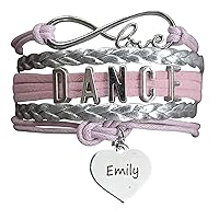 Girls Personalized Dance Bracelet With Engraved Name Charm, Dance Recital Gift, Girls Dancing Jewelry,Infinity Dancer Charm Bracelet