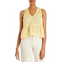 Womens Linen Tie Neck Tank Top