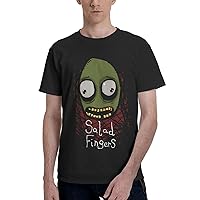 Anime Salad Fingers T Shirt Boy's Summer Round Neck Tops Casual Short Sleeves Tee Black
