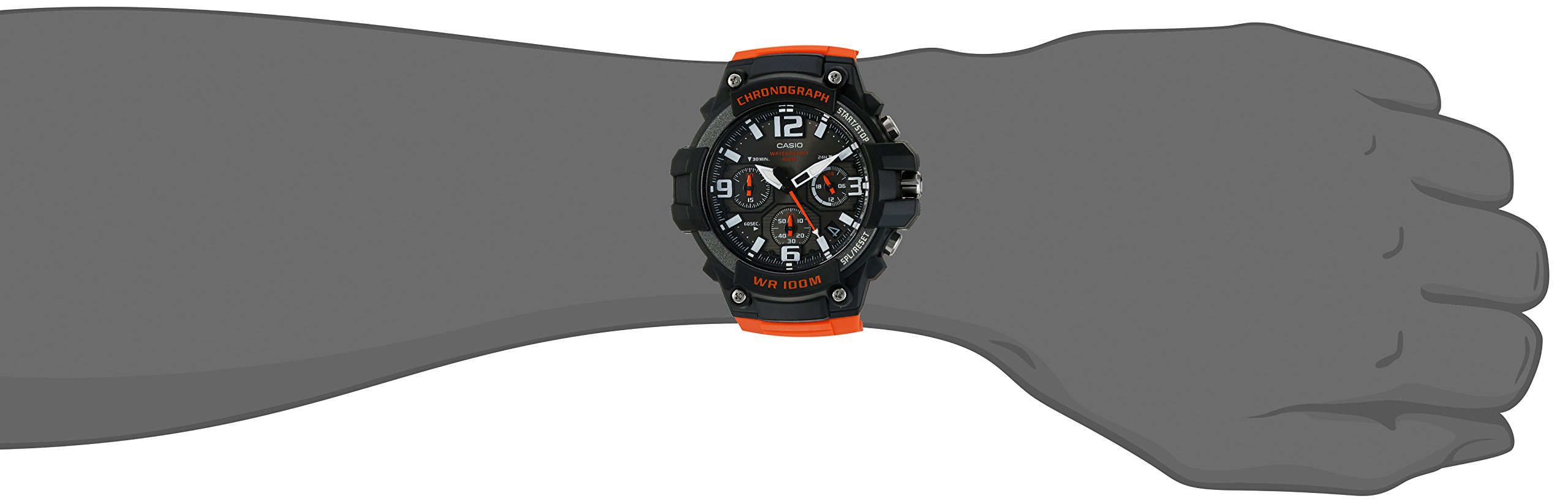 Casio Men's 'Heavy Duty Chronograph' Quartz Stainless Steel and Resin Casual Watch, Color:Orange (Model: MCW100H-4AV)