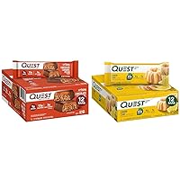 Quest Nutrition Crispy Chocolate Caramel Pecan Hero Protein Bar, 15g Protein, 1g Sugar, 3g Net Carb & Lemon Cake Protein Bars, High Protein, Low Carb, Gluten Free, 12 Count