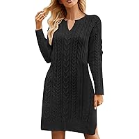Bodycon Dresses for Women Sexy Long,Womens Mid Length Knitted Dress Solid Split Loose Pullover Womens Woolen Dr