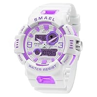 White Pu Band Girls' Watch Analog Digital Dual Display Wristwatch Fashion Women Sport Watches 50M Water Resistant Stopwatch Calendar Multifunctional, etc