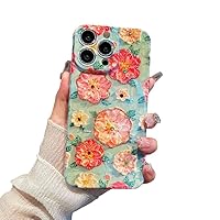 Caseative Retro Oil Painting Flower Floral Compatible with iPhone Case (Green,iPhone 15 Plus)