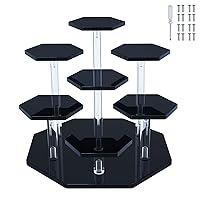 Acrylic Display Stand for Figures, Collectibles, Toys and Dolls, Jewelry, Action Figures Collection Organizer Holder, Collectibles Stand, Cosmetic Items Risers, 7-Tier. (Black)