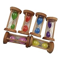 Sand Timer Set 6 Colour Wooden Hourglass Timers Sandglass 30 sec/1 min/2 mins/3 mins/5 mins/10 mins Sand Timers for Home Decoration