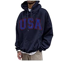 Hoodie For Men USA Letter Print Casual Long Sleeves Sweatshirt Pullover Tops Big And Tall Mens Lightweight Hoodies