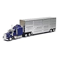 New Ray Toys 1/43 D/C Kenworth W900 Pot Belly Livestock Trailer