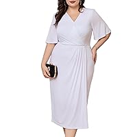 Hanna Nikole Plus Size Cocktail Dress for Women Business Events Party Church Dress White 18W