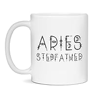 Jaynom Aries Coffee Mug for Stepfather | Zodiac Birthday Ceramic Tea Cup, 11-Ounce White