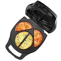 Holstein Housewares - Non-Stick Omelet & Frittata Maker, Stainless Steel - Makes 4 Individual Portions Quick & Easy (Black/Stainless Steel, 4 Section)