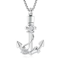 Nautical Souvenir Stainless Steel Anchor Cremation Necklace for Ashes for Dad Memorial Urn Pendant Necklace Women Men Keepsake Jewelry