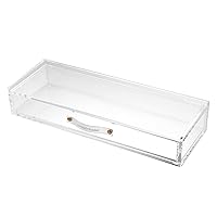 russell+hazel Acrylic Drawer Organizer, Office Supplies, Clear, with Handle, 4.5” x 12” x 2.25” (93924)
